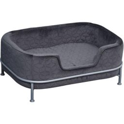 Hundesofa mit Rückenlehne Haustiersofa mit Metallbeinen Hundebett Weichem Bezug Katzensofa Metall