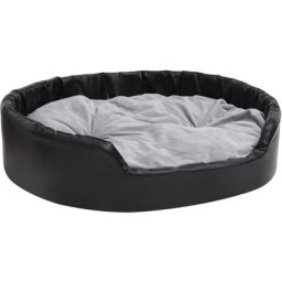 Hundebett Schwarz-Grau 99x89x21 cm Plüsch und Kunstleder Vidaxl Schwarz