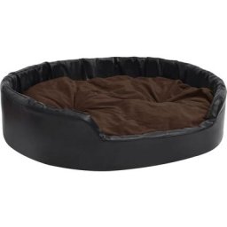 Hundebett Schwarz-Braun 99x89x21 cm Plüsch und Kunstleder Vidaxl Schwarz