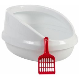 Kunststoff-Katzentoilette mit erhöhtem Rand und Schaufel, L50 x B39,4 x H27 cm, Einheit,