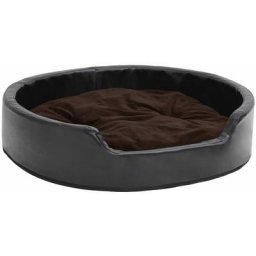 Hundebett Schwarz-Braun 79x70x19 cm Plüsch und Kunstleder Vidaxl Schwarz