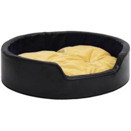 Hundebett Schwarz-Gelb 79x70x19 cm Plüsch und Kunstleder vidaXL - Schwarz