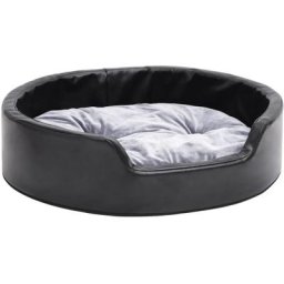 Hundebett Schwarz-Grau 69x59x19 cm Plüsch und Kunstleder Vidaxl Schwarz