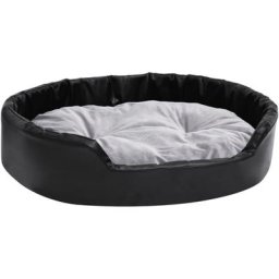 Hundebett Schwarz-Grau 90x79x20 cm Plüsch und Kunstleder Vidaxl Schwarz