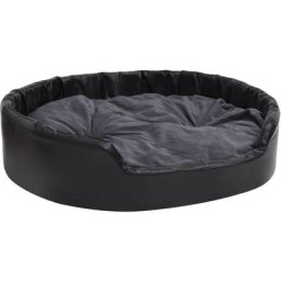 Hundebett Schwarz-Dunkelgrau 99x89x21 cm Plüsch und Kunstleder vidaXL - Schwarz