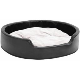 Hundebett Schwarz-Beige 79x70x19 cm Plüsch und Kunstleder Vidaxl Schwarz