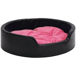 Hundebett Schwarz-Pink 69x59x19 cm Plüsch und Kunstleder Vidaxl Schwarz