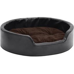 Hundebett Schwarz-Braun 69x59x19 cm Plüsch und Kunstleder Vidaxl Schwarz