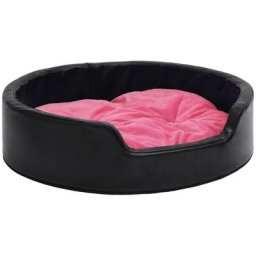 Hundebett Schwarz-Pink 79x70x19 cm Plüsch und Kunstleder Vidaxl Schwarz