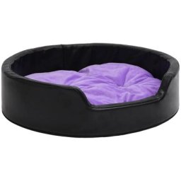 Hundebett Schwarz-Violett 69x59x19 cm Plüsch und Kunstleder Vidaxl Schwarz