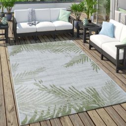 Outdoor Teppich Für Terrasse Und Balkon Pastell Palmen Design Verschiedene Farben 120x160 cm, Grün