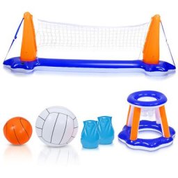 Pool spielzeug Pool Volleyball set Floating aufblasbares Basketball Sommerspaß - Blau - Swanew