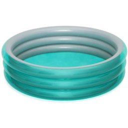 Play Pool Aufblasbarer Planschbecken 201x53 cm mit 3 aufblasbaren Ringen Blau Metallic für Kinder