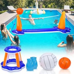 Pool spielzeug Pool Volleyball set Floating aufblasbares Basketball Sommerspaß - Blau - Randaco