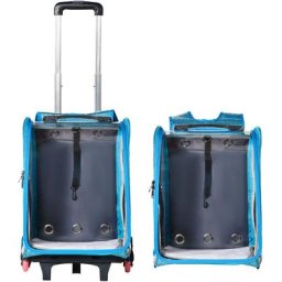 Haustiertrolley 2 in 1 Design Haustierrucksack Sicherheitsleine Oxfordstoff Blau - Blau - Pawhut