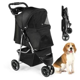 Hundewagen, Faltbar 3-Räder Hunde Trolley, Hundebuggy für Mittelgroße Hunde, Hundebox mit