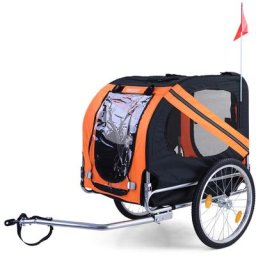 Fahrradanhänger Hundeanhänger klappbar für Haustiere bis 40Kg Orange Schwarz