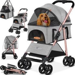 Hundewagen 2in1 Hundebuggy Hundebox Transporttasche Faltbar klappbar bis 20 kg Haustiere Buggy mit