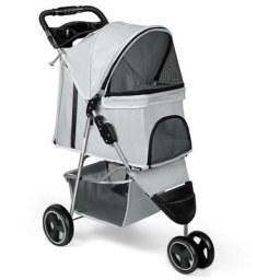 Hundewagen, Faltbar 3-Räder Hunde Trolley, Hundebuggy für Mittelgroße Hunde, Hundebox mit