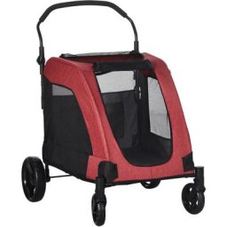 Hundebuggy Hundewagen Hundeanhänger Hundetasche Haustiere Oxford Groß Rot+Schwarz 98x82x110 cm