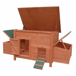 Mucola - Hühnerstall Hühnerhaus Geflügelstall Hasenstall 2 Eiablagen Holz Kaninchenkäfig
