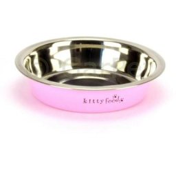 Katzennapf flach Edelstahl rosa