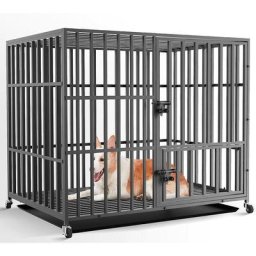 Hundekäfig xl mit 3 Türen und 4 Rollen Hundebox mit abnehmbar Bodenschale Drahtkäfig