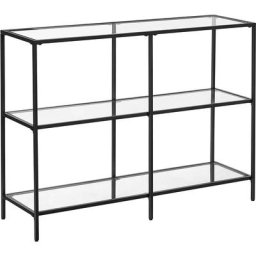 Vasagle Konsolentisch, Flurtisch, 3 Ebenen, Beistelltisch, Ablagen aus Hartglas, 100 x 30 x 73 cm,