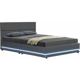 Polsterbett Toulouse mit led Beleuchtung, Bettkasten & Lattenrost - Bezug aus Kunstleder - Bett