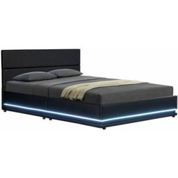 Polsterbett Toulouse mit led Beleuchtung, Bettkasten & Lattenrost - Bezug aus Kunstleder - Bett