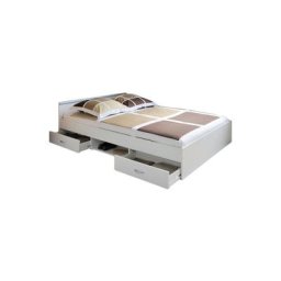 Funktionsbett Alawis inkl. 2 Bettkästen + 1 offenes Fach - Regal 140*200 cm weiß