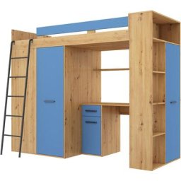 Etagenbett verana links artisan eiche / blau