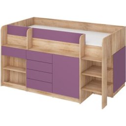 Etagenbett SMILE rechts sonoma eiche / violett