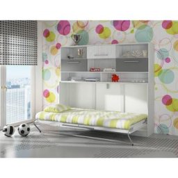 Schrankbett Wandbett roger 90x200cm Horizontal + Regal Craft Weiß/Graphit
