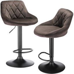 2er Set Barhocker Samt Barstuhl Tresenhocker Küchenstühle Hocker Höhenverstellbar - Braun