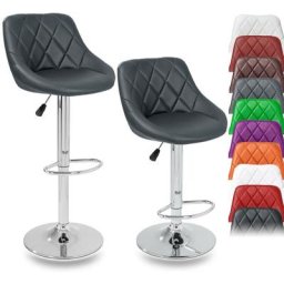 Tresko - 2er Set Barhocker Barstuhl Tresenhocker Küchenhocker Hocker Loungesessel 2x grau