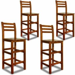 Casaria - 4er Set Barhocker mit Lehne Akazie Holz Massiv 150 kg Belastbar Tresenhocker Tresenstuhl