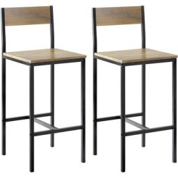 FST53-XLX2 2-er Set Barhocker Barstühle mit Rücken-Lehne Thekenstühle mit Fußstütze Sitzhöhe 67 cm