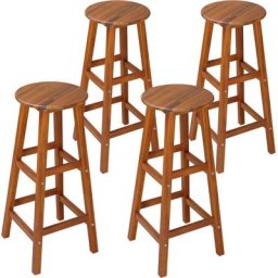 Casaria - 4er Set Barhocker Akazie Holz Massiv Rustikal 150kg Belastbar Barstuhl Tresenhocker