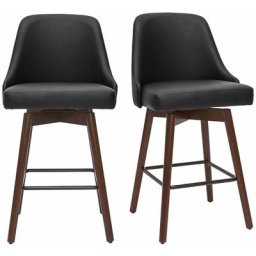 Design-Barhocker drehbar schwarz und dunkles Holz H65 cm (2er-Set) hasta - Schwarz