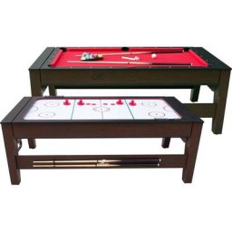 Reverso Billard & Airhockey Tisch 6ft in Braun / Rot Höhenverstellbarer Airhockeytisch &