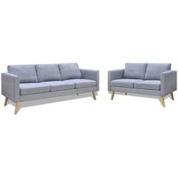 Vidaxl - Sofa Set 2-Sitzer und 3-Sitzer Stoff Hellgrau Grau