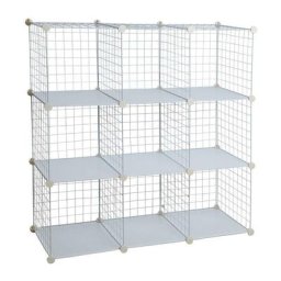 Regalsystem Steckregal diy Regal 9 Fächer Gitter Metall Würfelregal Stufenregal Weiß