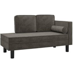 Chaiselongue mit Kissen und Nackenrolle Dunkelgrau Samt Vidaxl Grau