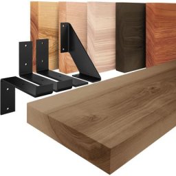 Wandregal Holz, Bücherregal, Hängeregal Basic, Nussbaum / Schwarz 90cm, LWG-01-A-005-90LS