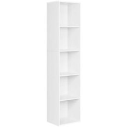 Bücherregal mit 5 Fächern, Standregal Weiß, Würfelregal, freistehendes Regal, Büroregal Aktenregal