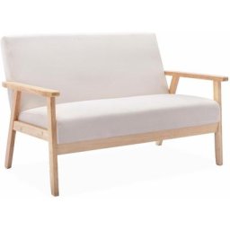 Alice's Garden - Sofa Sitzbank aus Holz und Stoff, Creme, Isak, b 114 x t 69,5 x h 73 cm - Beige