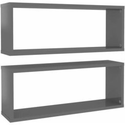 Würfelregale 2 Stk. Hochglanz-Grau 60x15x23 cm Holzwerkstoff Vidaxl Grau