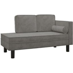 Chaiselongue mit Kissen und Nackenrolle Hellgrau Samt Vidaxl Grau
