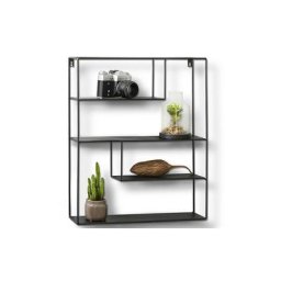 Wandregal aus schwarzem Metall mit 4 Böden, Modernes Hängeregal im Industrie Design mit 4 Etagen,